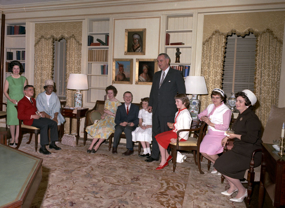 Judy and a few of her classmates traveled to Washington D.C. where she visited the Library of Congress and Met President Lyndon Johnson.